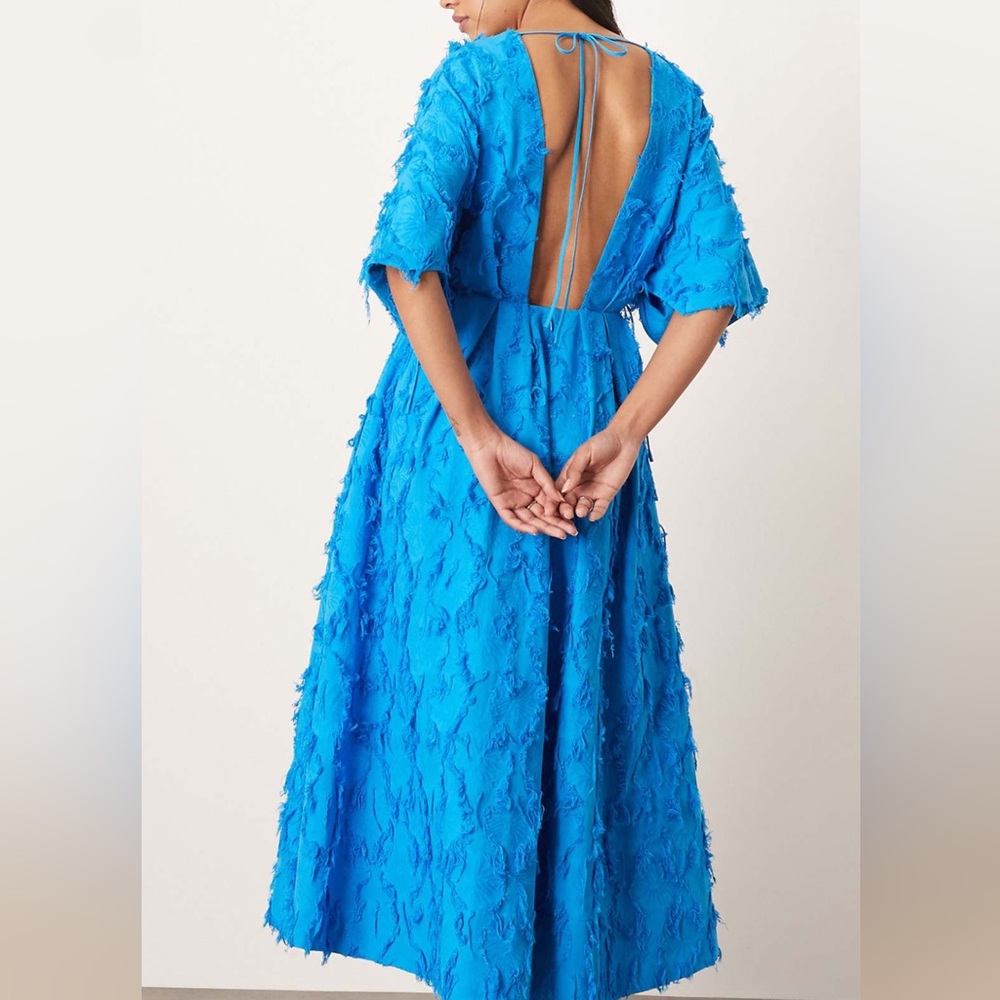 ASOS Arrange Vibrant Blue Textured Midi Dress Size 4 - Picture 3 of 10